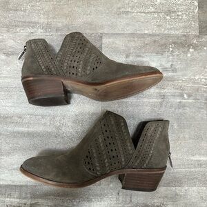 Vince Camuto Khaki Green Perforated Ankle Boots